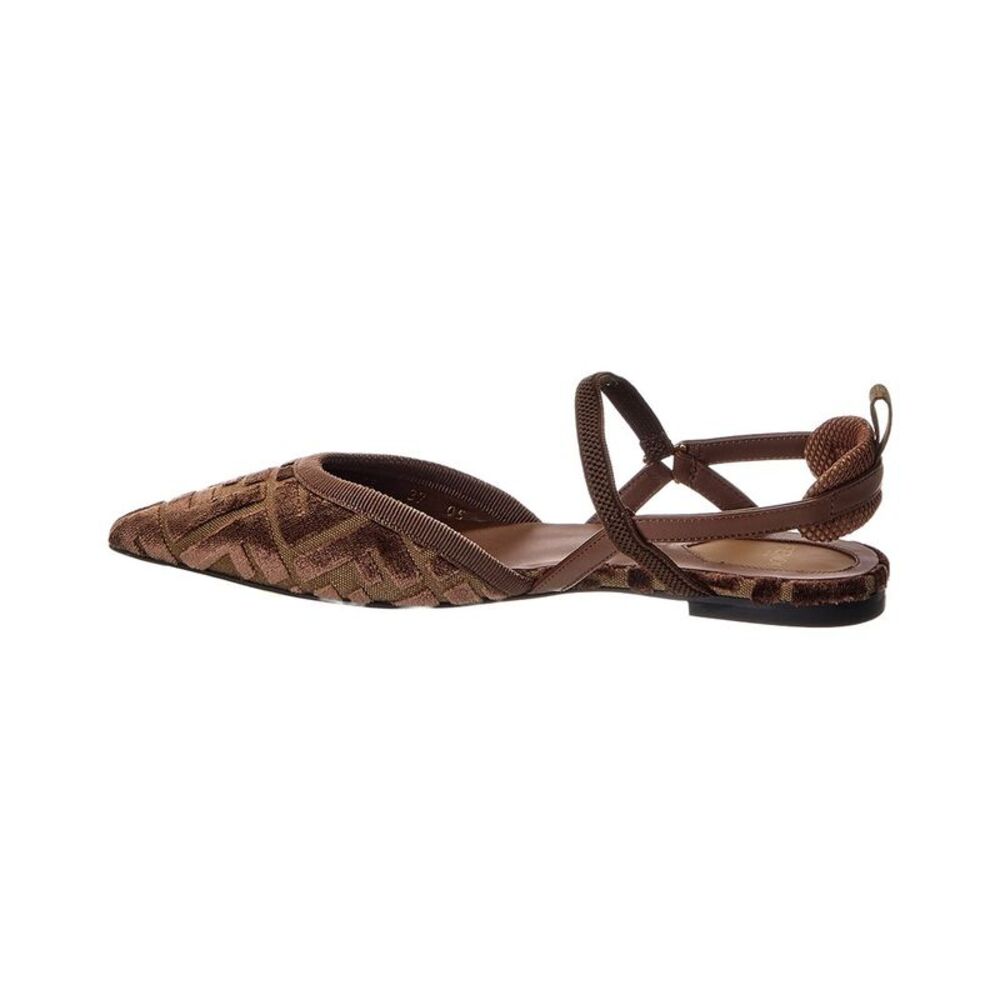 Fendi Colibri Lite Ff Jacquard Velvet Flat, Brown - Picture 2 of 5